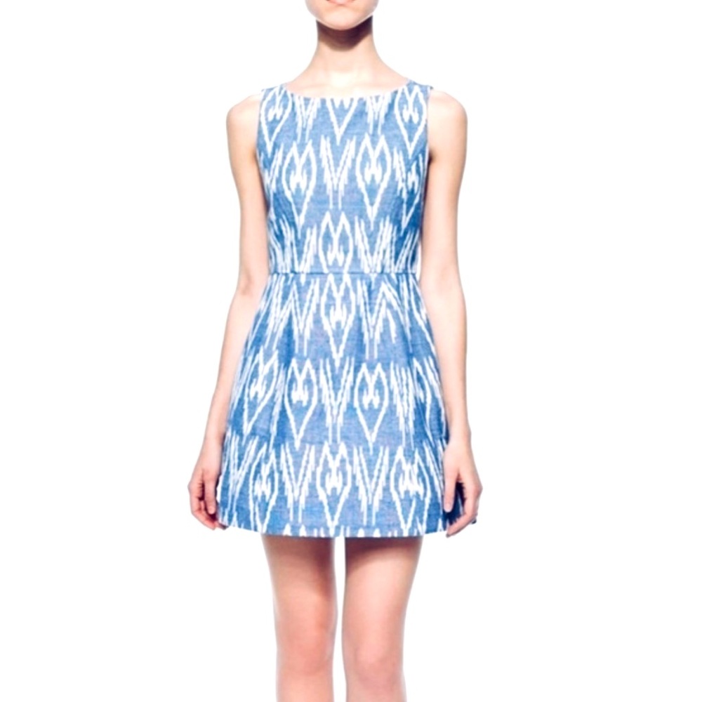 ALICE + OLIVIA Epstein Blue iKat Print Dress.